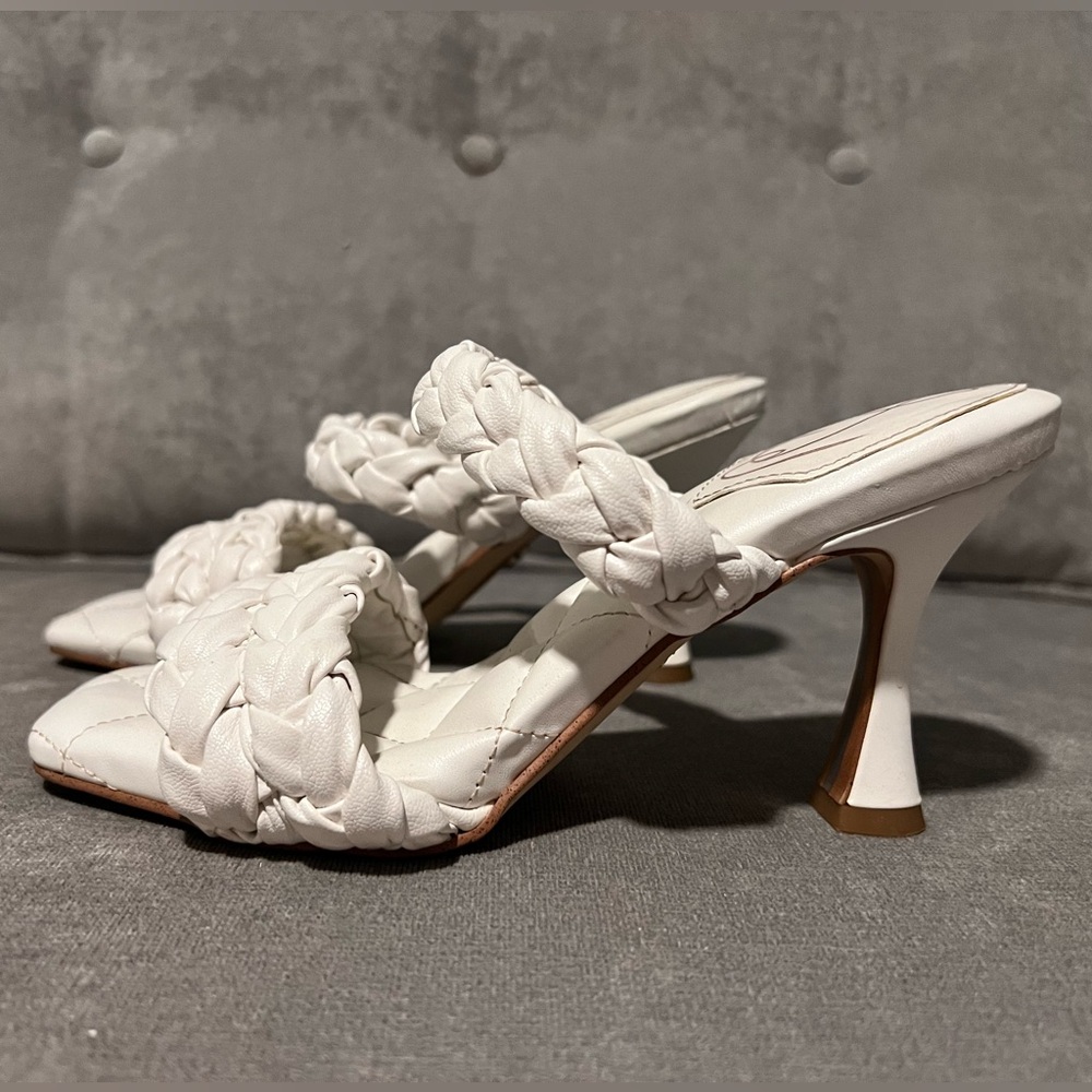 Sam Edelman Braided Puffy White Chunky High Heels 6.5